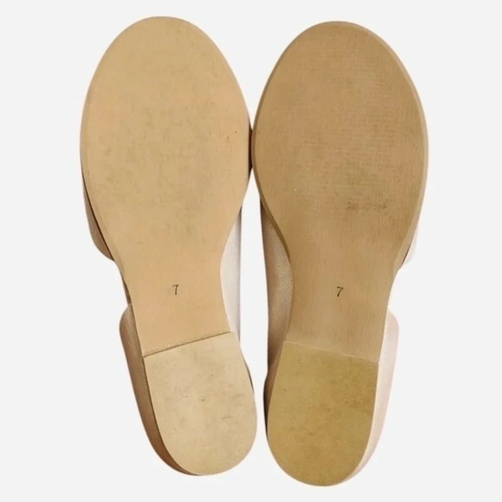Anthropologie Souvenir D'Orsay Metallic Beige Leather Open Toe Flats Women’s 7